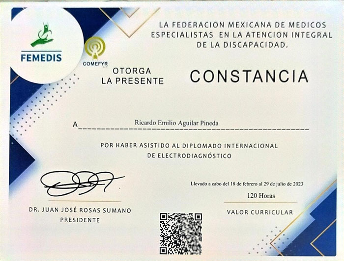 Asistencia al Diplomado Internacional de Electrodiagnóstico